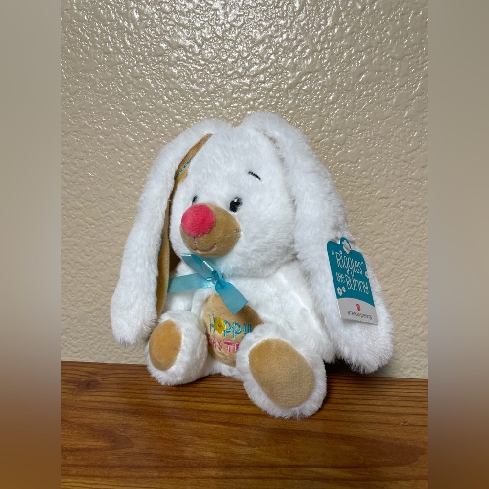 Riggles American Greetings White Bunny Rabbit Plush Happy Easter